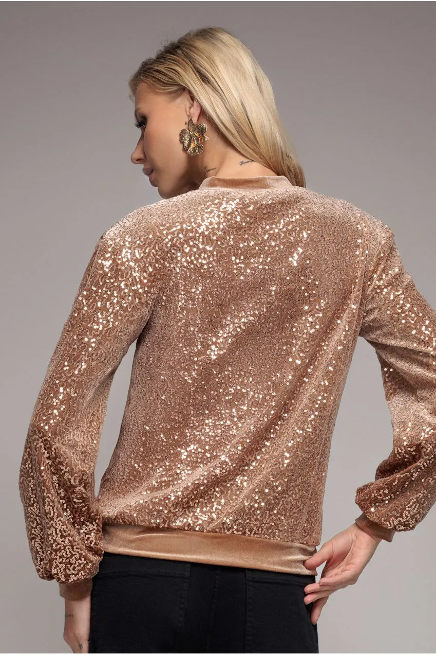Sequin Velvet Jumper - Champagne by Goddiva sold by Goddiva product image thumbnail 2