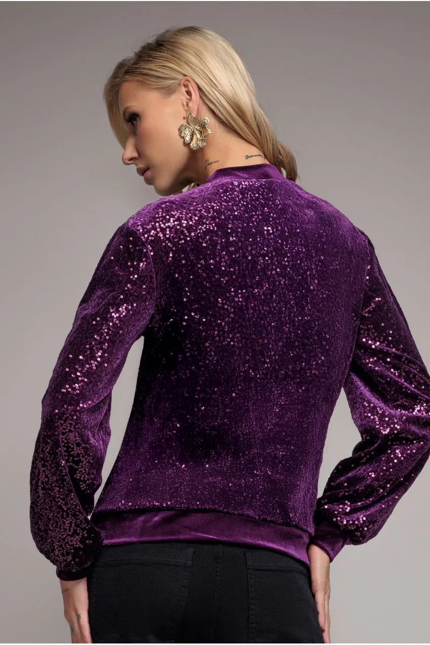 Sequin Velvet Jumper - Magenta by Goddiva sold by Goddiva product image thumbnail 2