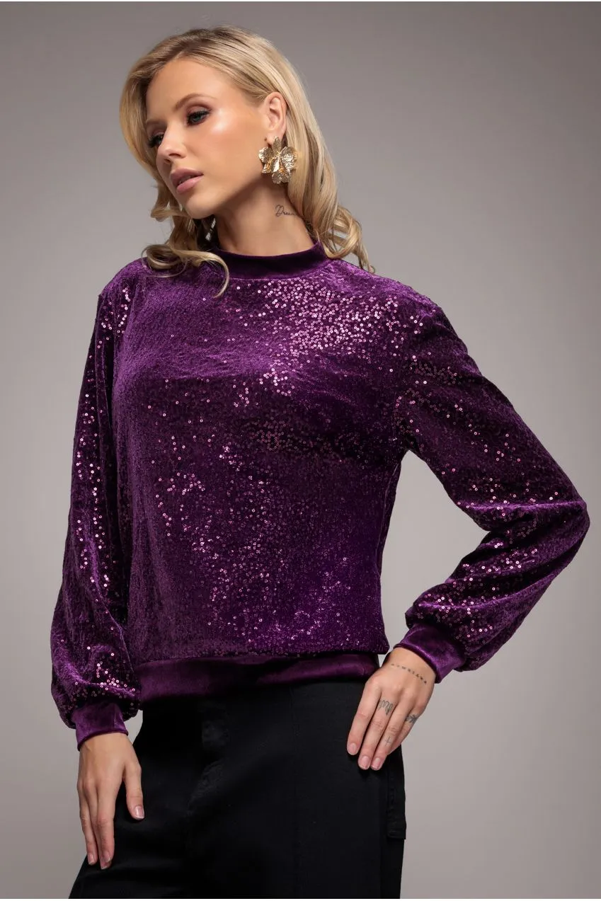 Sequin Velvet Jumper - Magenta by Goddiva sold by Goddiva