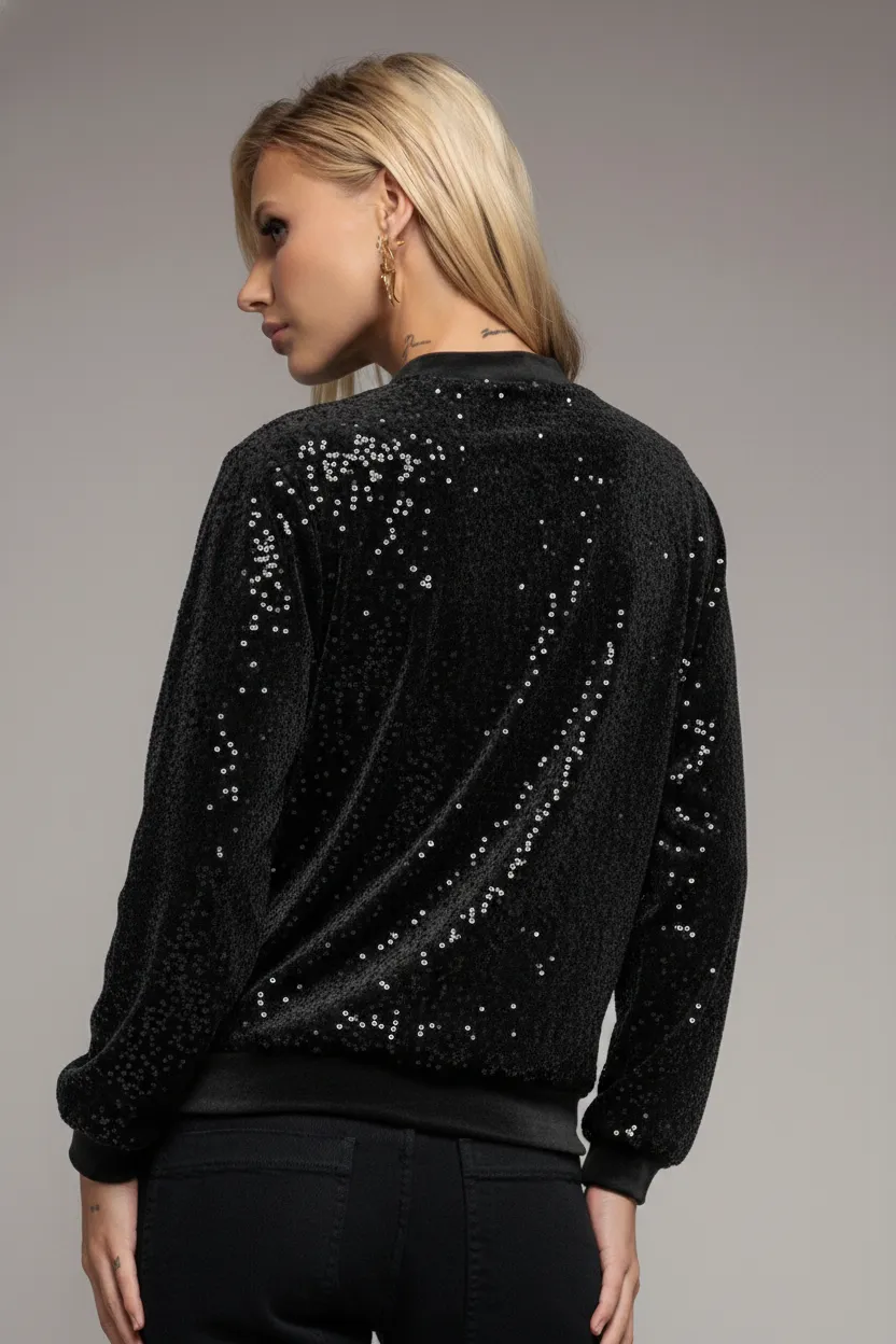 Sequin Velvet Jumper - Black by Goddiva sold by Goddiva product image thumbnail 2