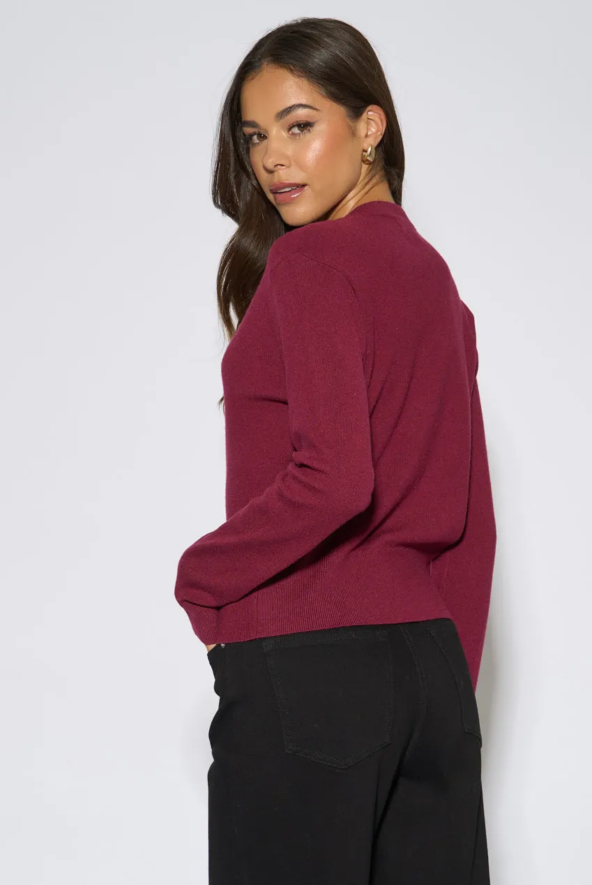 Mulberry Gold Button Fine Knit Cardigan by Gini London sold by Goddiva product image thumbnail 2