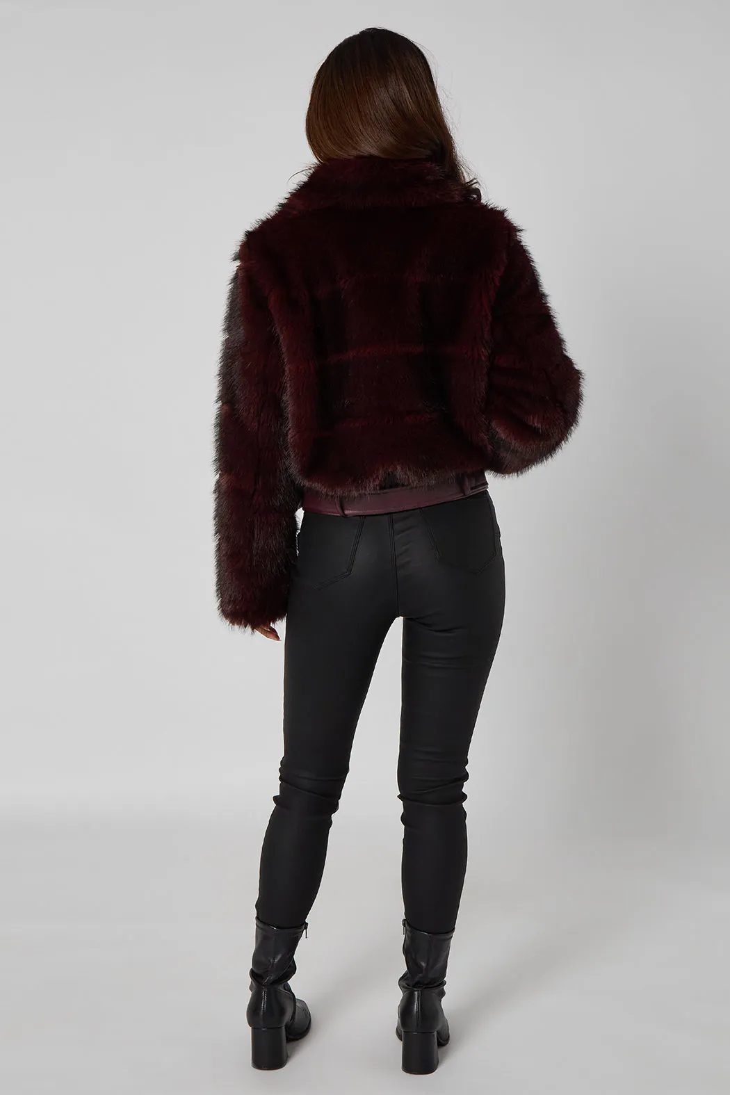 Cut Faux Fur Belted Bomber Jacket by Urban Bliss sold by Goddiva product image thumbnail 2