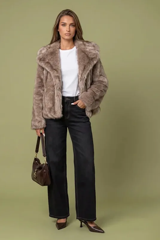 Tipped Faux Fur Jacket by Urban Bliss made by Goddiva