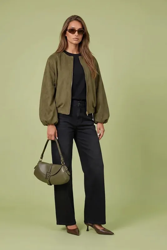 Faux Suede Bubble Hem Jacket by Urban Bliss made by Goddiva