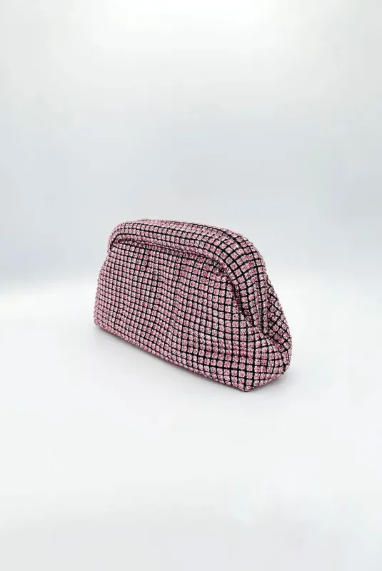 Crystal Pouch Clutch Bag In Pink by SVNX made by Goddiva