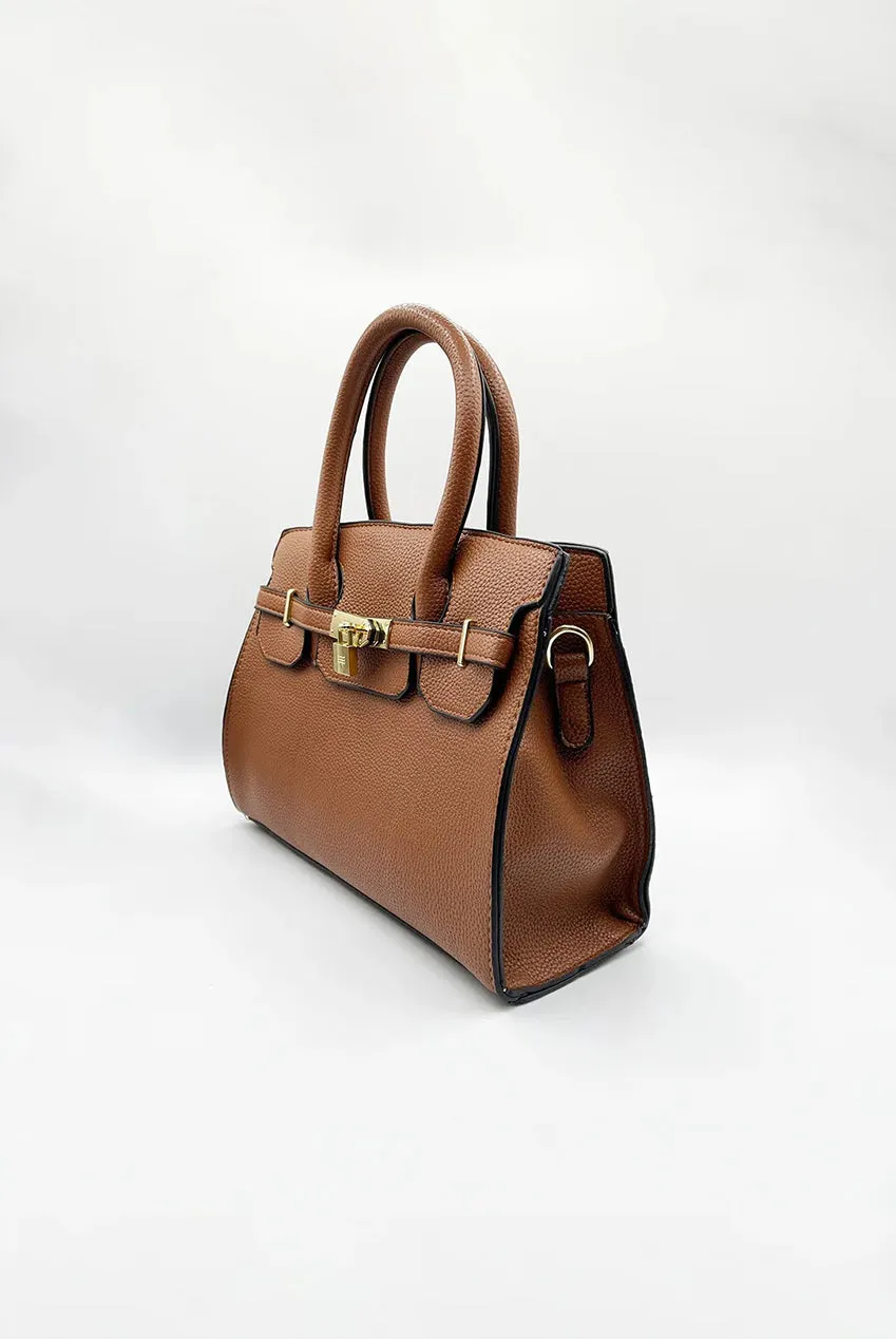 Top Handle Satchel Handbag In Brown by SVNX sold by Goddiva product image thumbnail 4