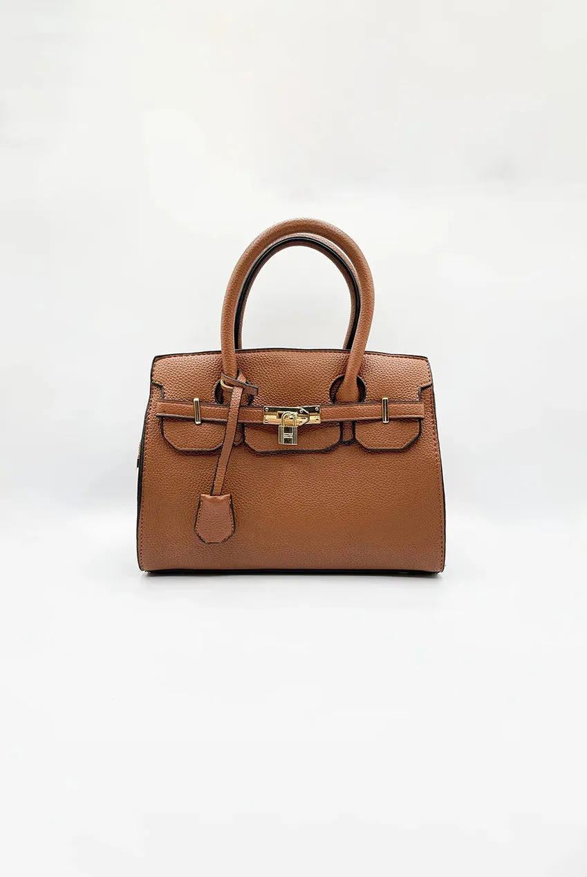 Top Handle Satchel Handbag In Brown by SVNX sold by Goddiva product image thumbnail 5