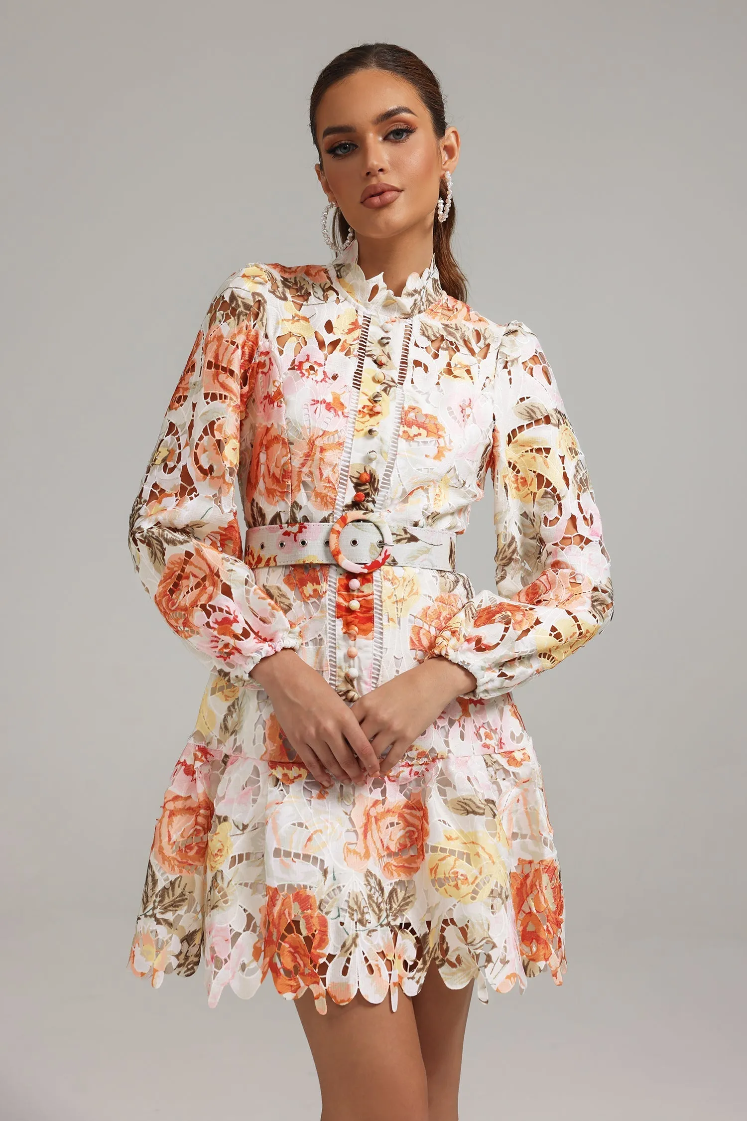 Jenny Printed Cutout Mini Dress by Bella Barnett sold by Goddiva