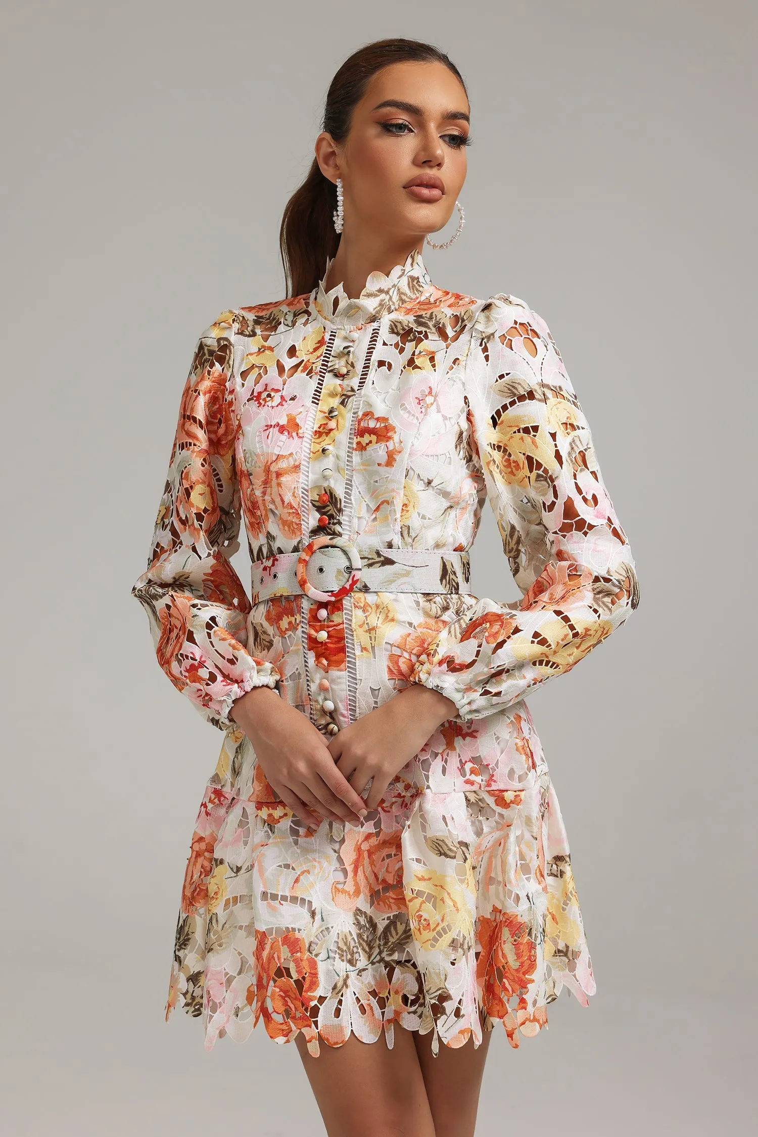 Jenny Printed Cutout Mini Dress by Bella Barnett sold by Goddiva product image thumbnail 5