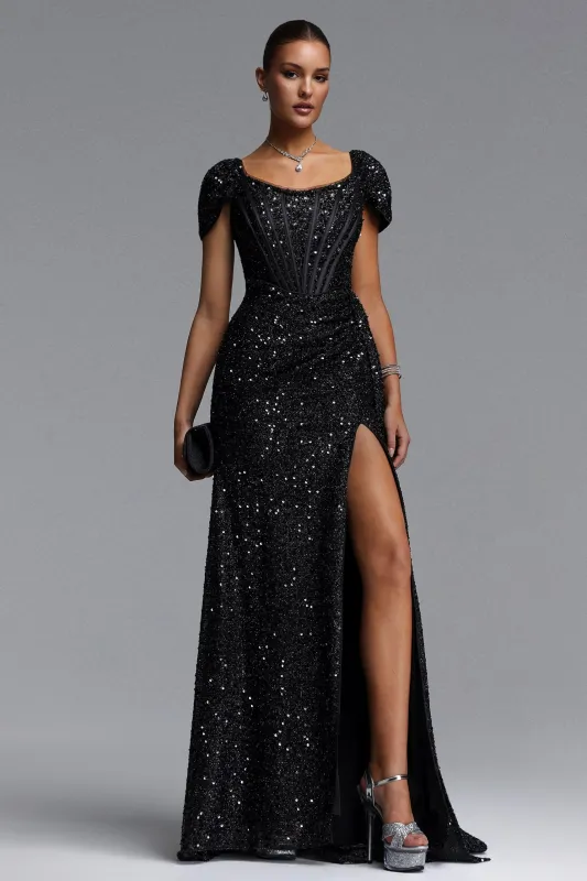 Ilia Glamorous Contour Ruched Sequin Maxi Dress by Bella Barnett made by Bella Barnett