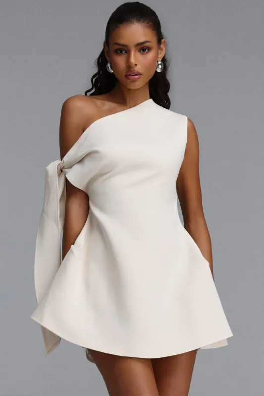 Denali Chic Tailored One Shoulder  Asymmetric Woven Mini Dress by Bella Barnett made by Bella Barnett