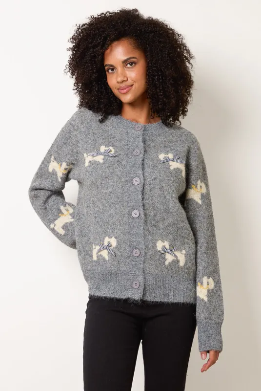 Dog Button Down Cardigan With Bows by Blue Vanilla made by Blue Vanilla