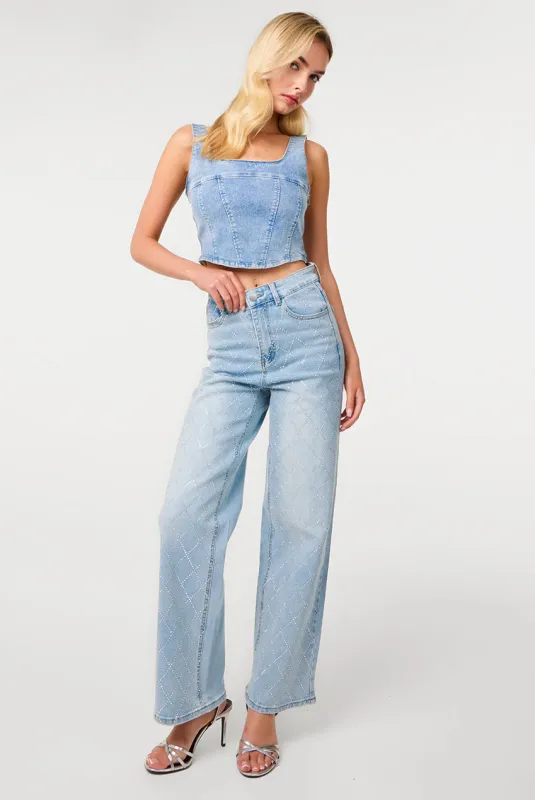 Studded Diamond Jeans by Pink Vanilla made by PinkVanilla