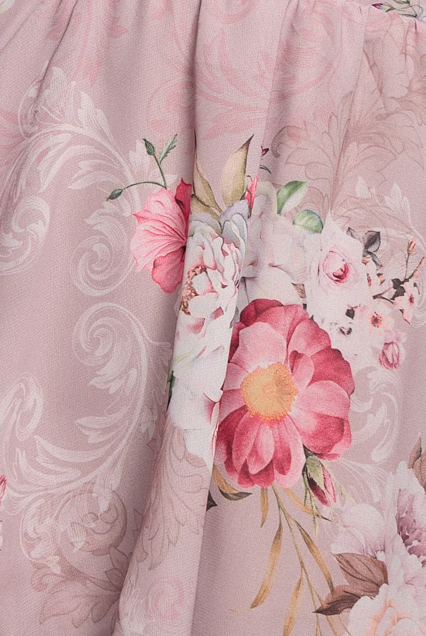 Chiffon Tiered Midi Dress With Elasticated Waist - Blush Pink by Goddiva sold by Goddiva product image thumbnail 5