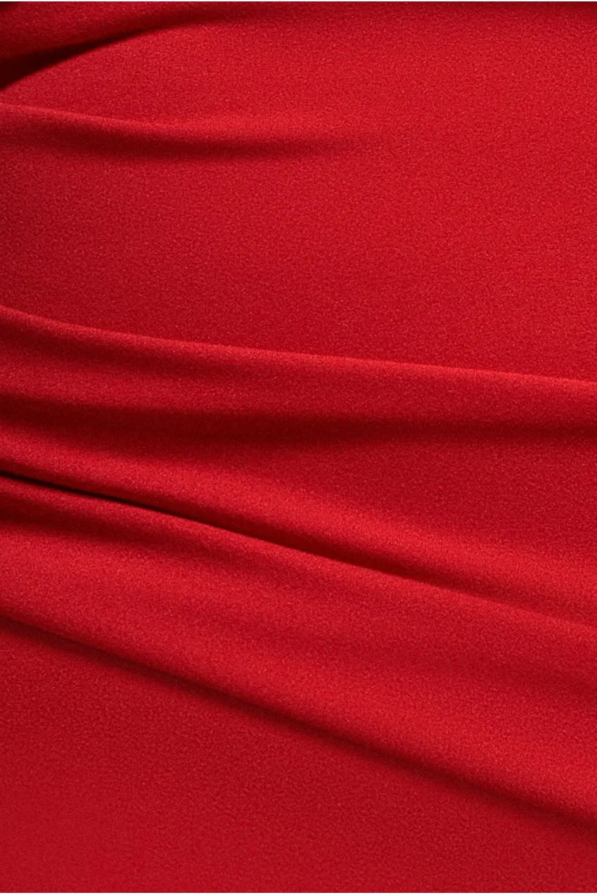 Scuba Bardot Pleated Midi Dress - Red by Goddiva Plus sold by Goddiva product image thumbnail 5