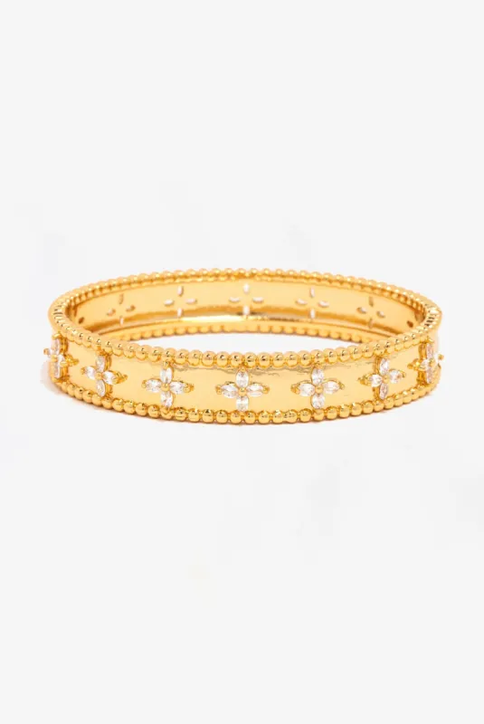 Kinmokusei Gold Flower Beaded Bangle by Uchi & Soto made by Goddiva