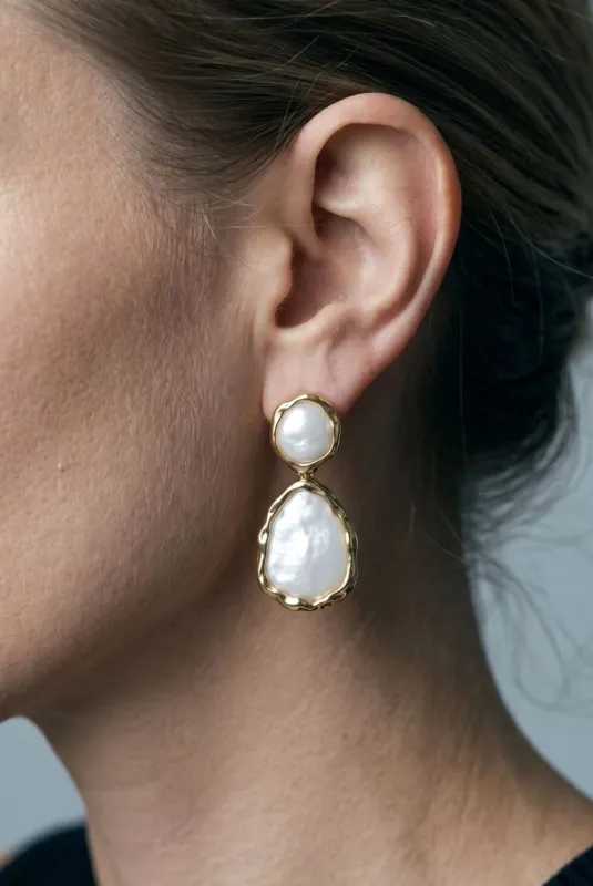Shinju Mother Of Pearl Oversized Drop Earrings by Uchi & Soto made by Goddiva