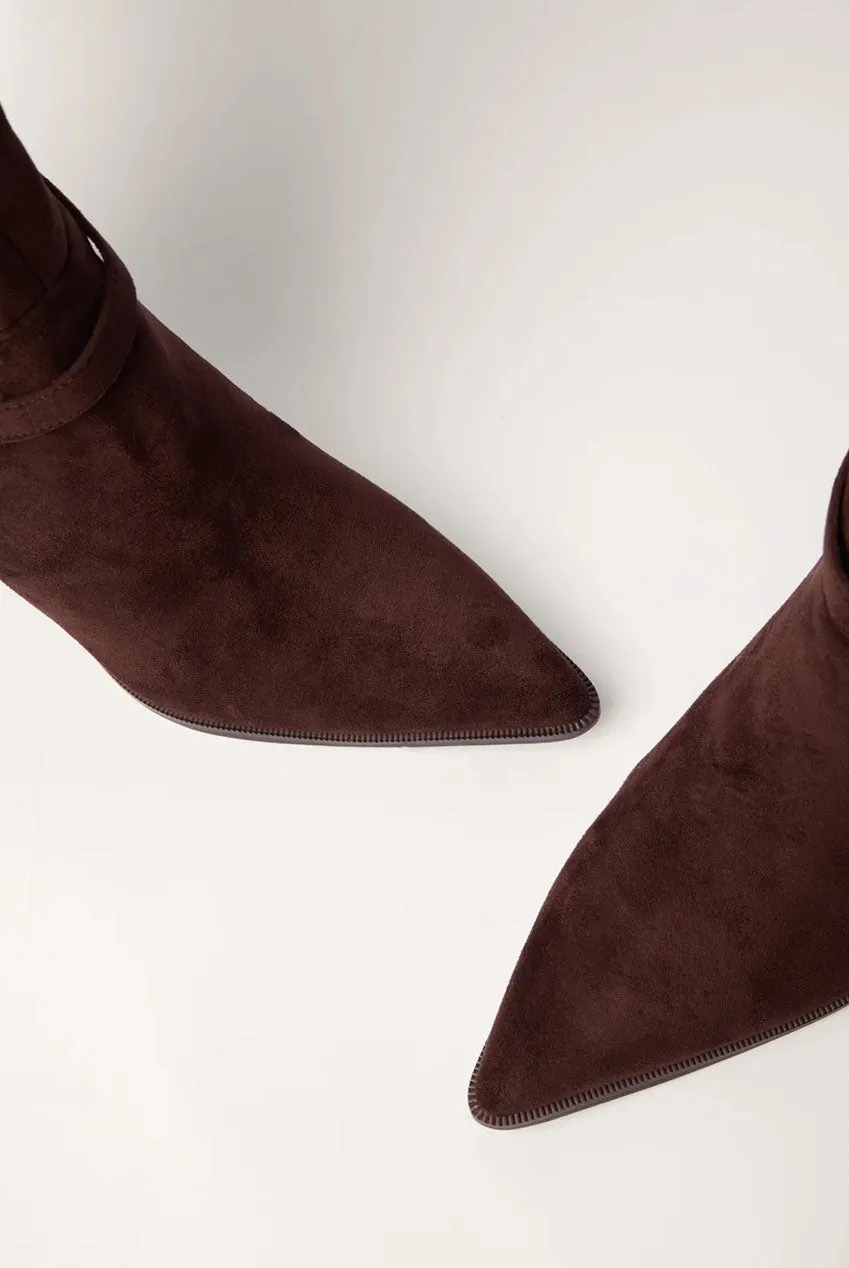 Pointed Toe Buckle Detail Knee High Boots by Blue Vanilla sold by Goddiva product image thumbnail 4