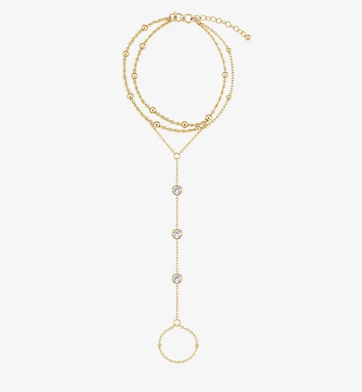 Enso Gold And Stone Hand Chain by Uchi & Soto made by Goddiva