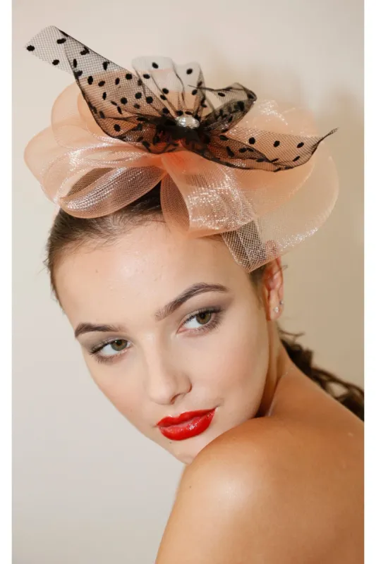 Ruby Rocks Pedra Fascinator - Peach made by Goddiva