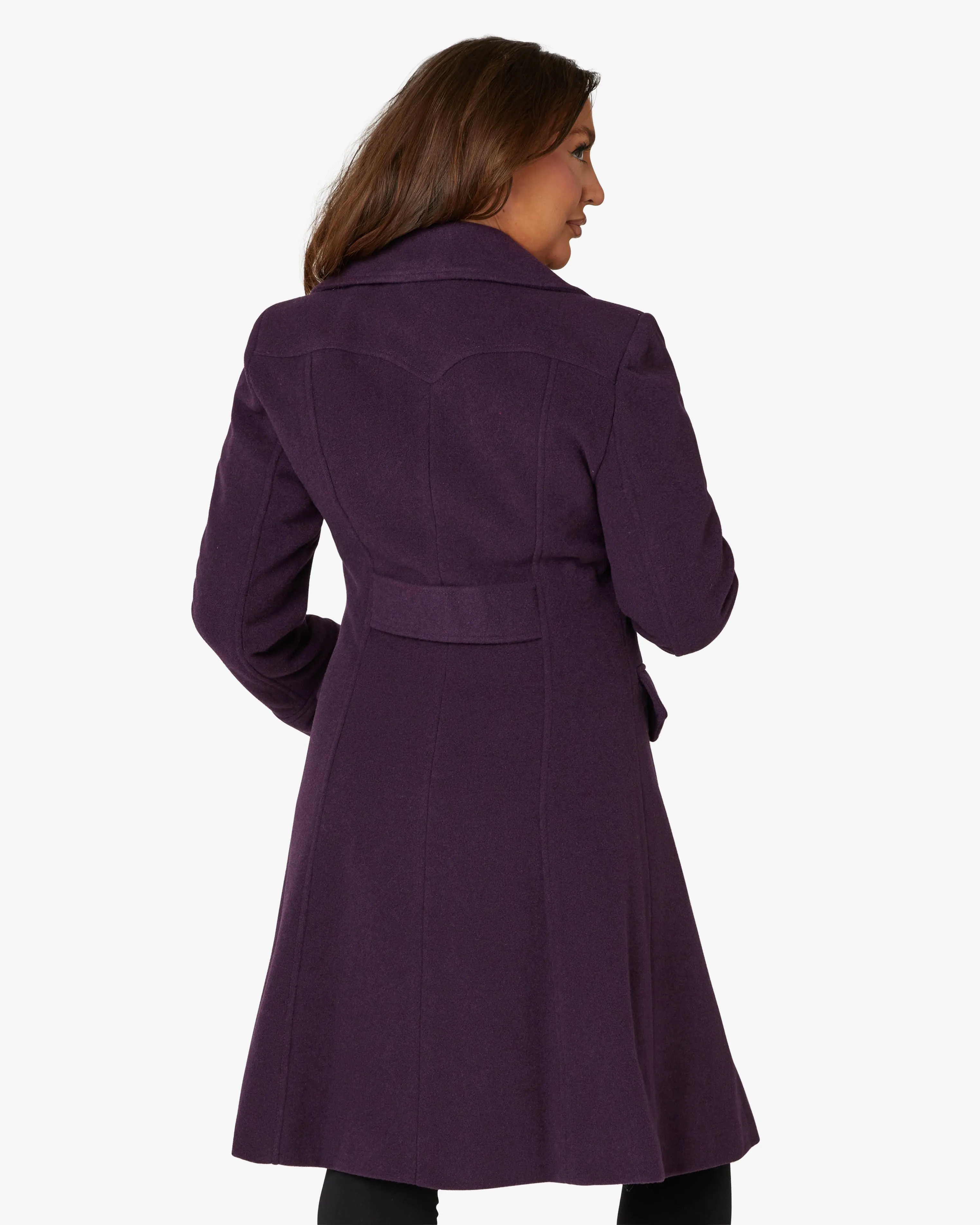 De La Creme Fashions Katrina Purple Wool Blend Military Midi Coat sold by Goddiva product image thumbnail 4