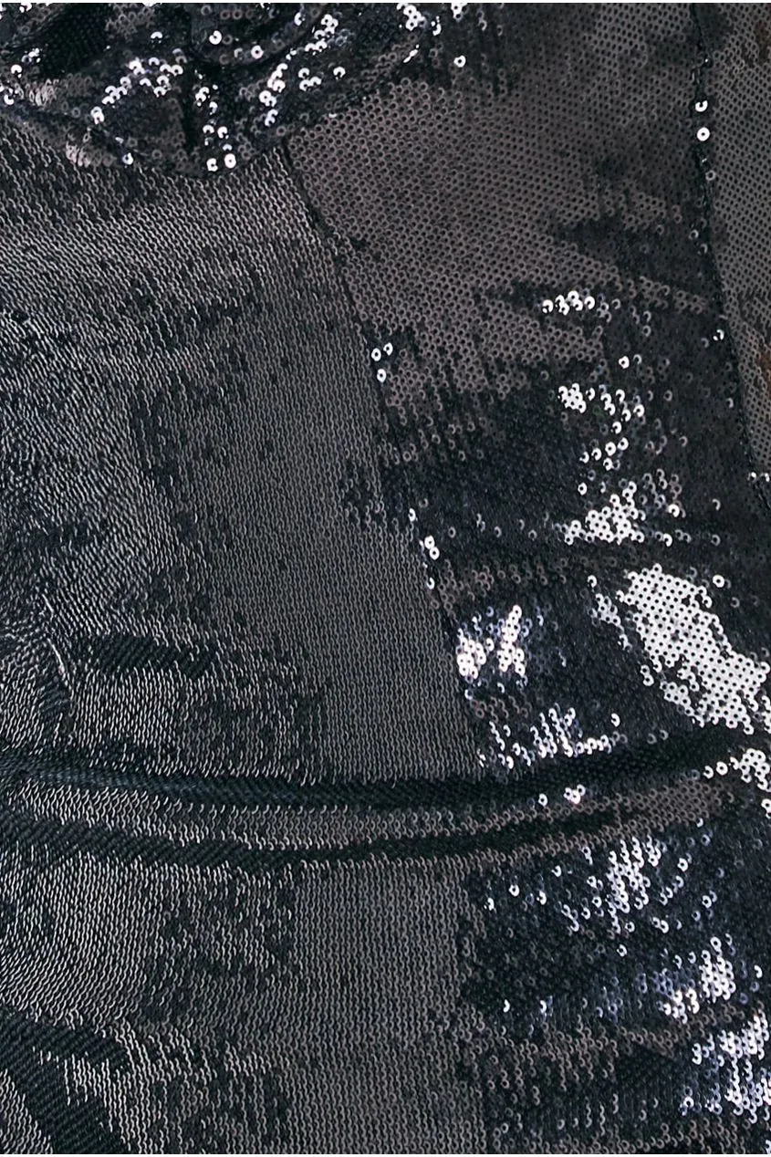 Liquid Sequin Boobtube Midaxi With Corsage - Black by Goddiva sold by Goddiva product image thumbnail 4