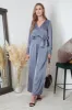 Silver/blue Lux Satin Wrap Jumpsuit by Double Second sold by Goddiva