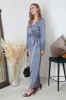 Silver/blue Lux Satin Wrap Jumpsuit by Double Second sold by Goddiva