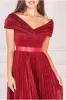 Bardot Pleated Skirt Maxi Dress - Wine by Goddiva sold by Goddiva