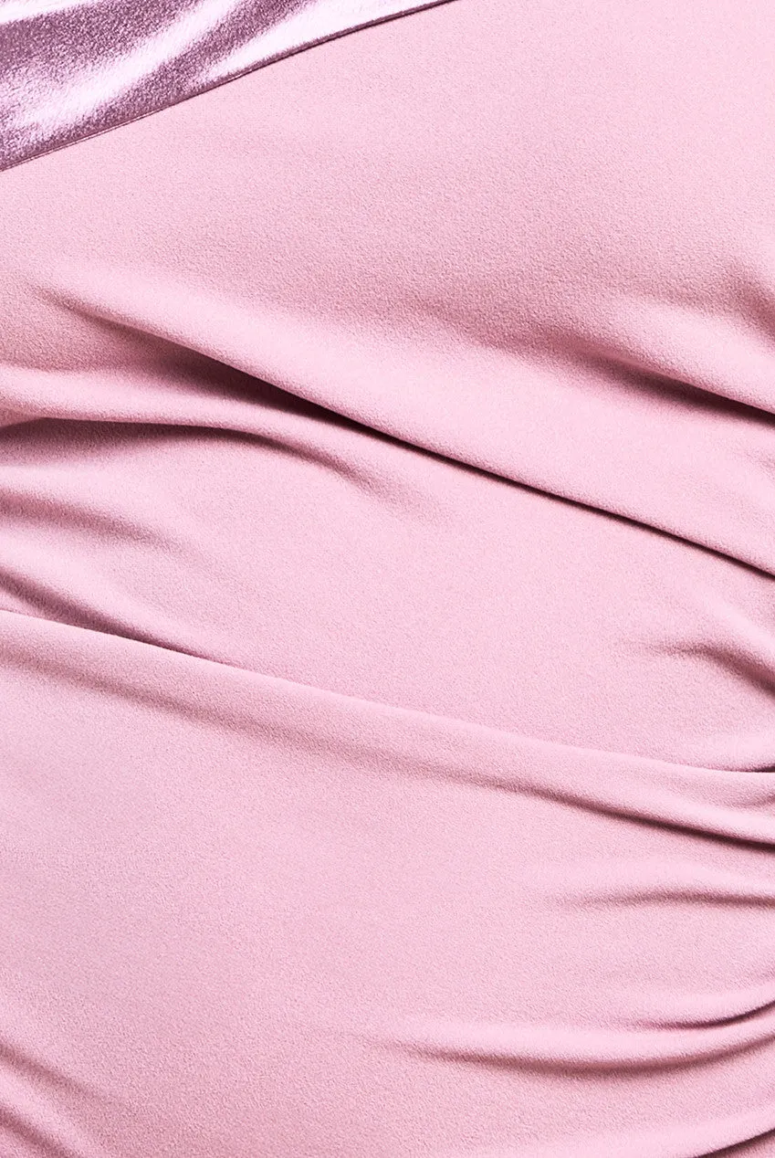 One Shoulder Satin Band Bodycon Midi Dress - Rose Pink by Goddiva sold by Goddiva product image thumbnail 4