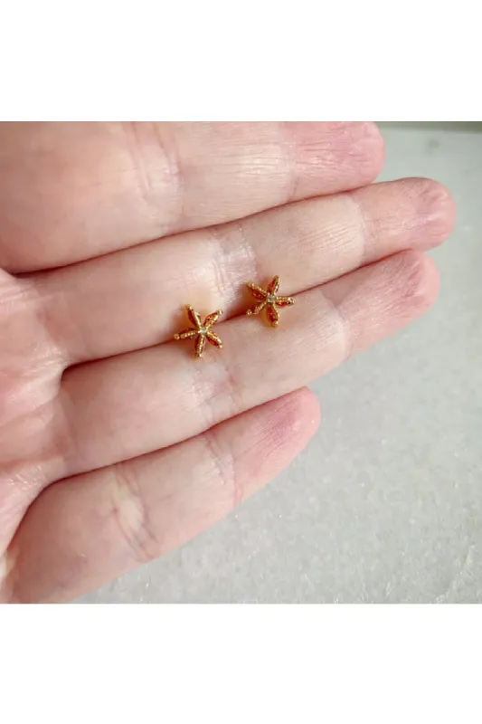 Wisteria London Dainty Starfish Stud Earrings sold by Goddiva