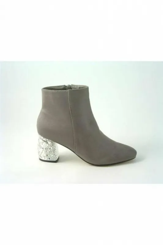 Glitz Shoes Celine Sabatine Glitter Heel Suede Ankle Boot sold by Goddiva