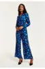 Liquorish Blue Abstract Print Jumpsuit sold by Goddiva
