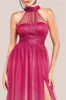 Dobby Mesh Halter Neck Mesh Ombre Maxi Dress - Magenta Ombre by Goddiva sold by Goddiva