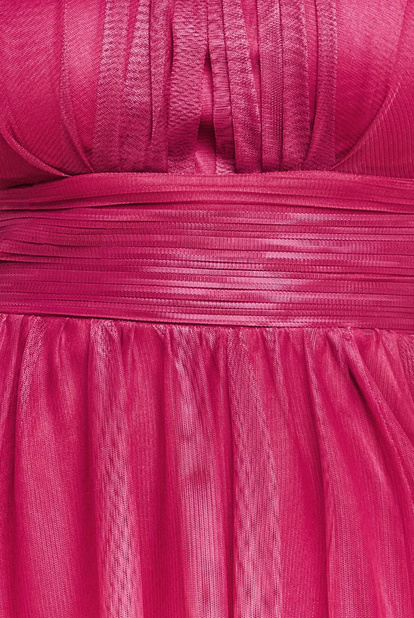 Dobby Mesh Halter Neck Mesh Ombre Maxi Dress - Magenta Ombre by Goddiva sold by Goddiva product image thumbnail 5