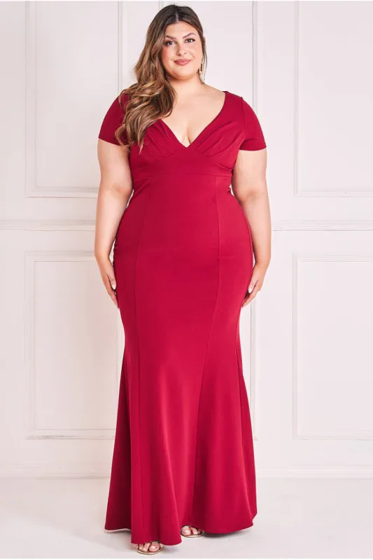Goddiva Plus Sweetheart Neck Maxi Dress - Wine sold by Goddiva