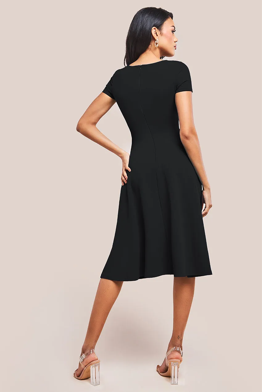 Goddiva Scuba Crepe Twist Cutout Midi Dress - Black sold by Goddiva product image thumbnail 2