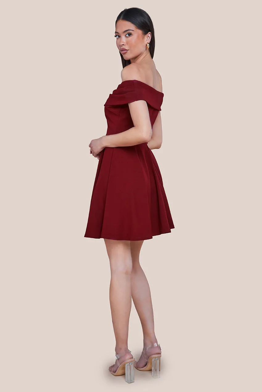 Bardot Scuba Crepe Skater Mini Dress - Red by Goddiva sold by Goddiva product image thumbnail 2