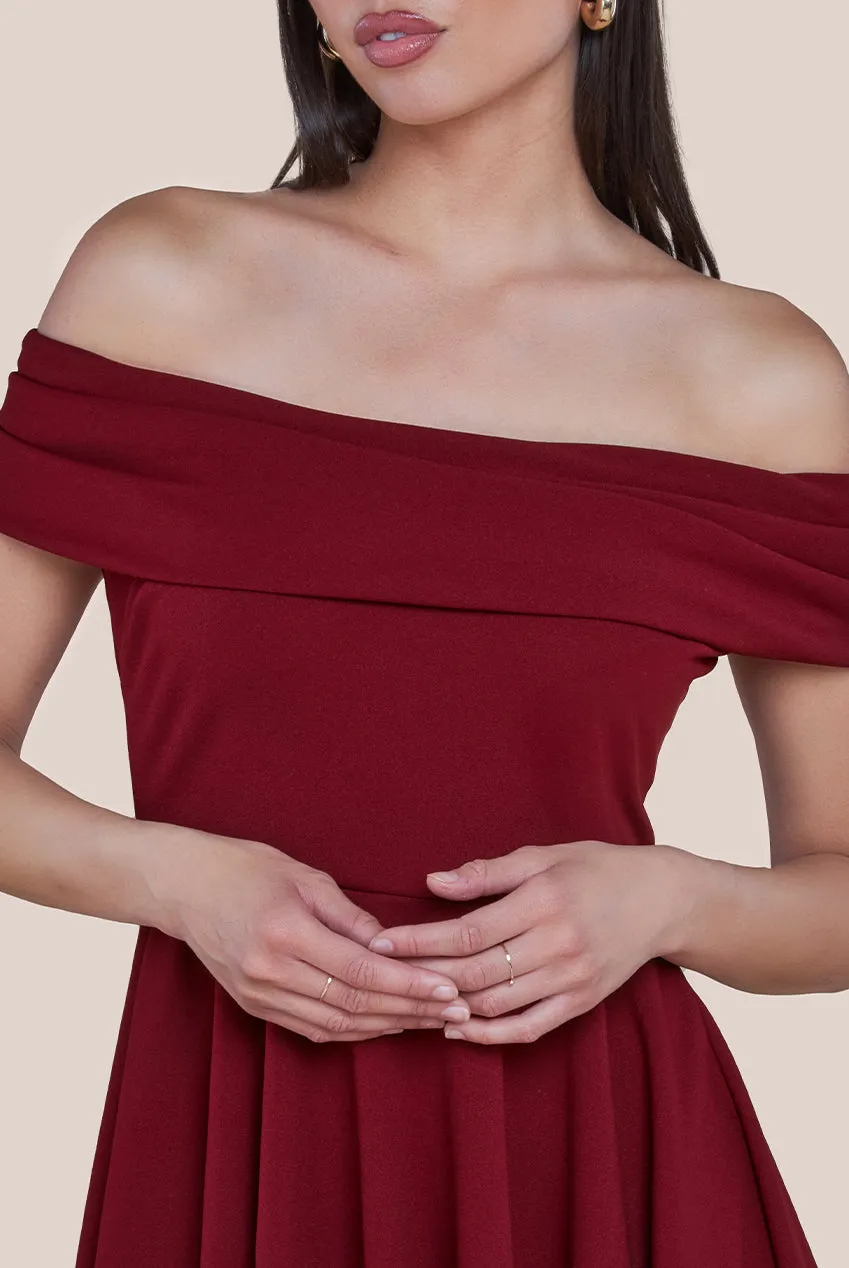 Bardot Scuba Crepe Skater Mini Dress - Red by Goddiva sold by Goddiva product image thumbnail 3