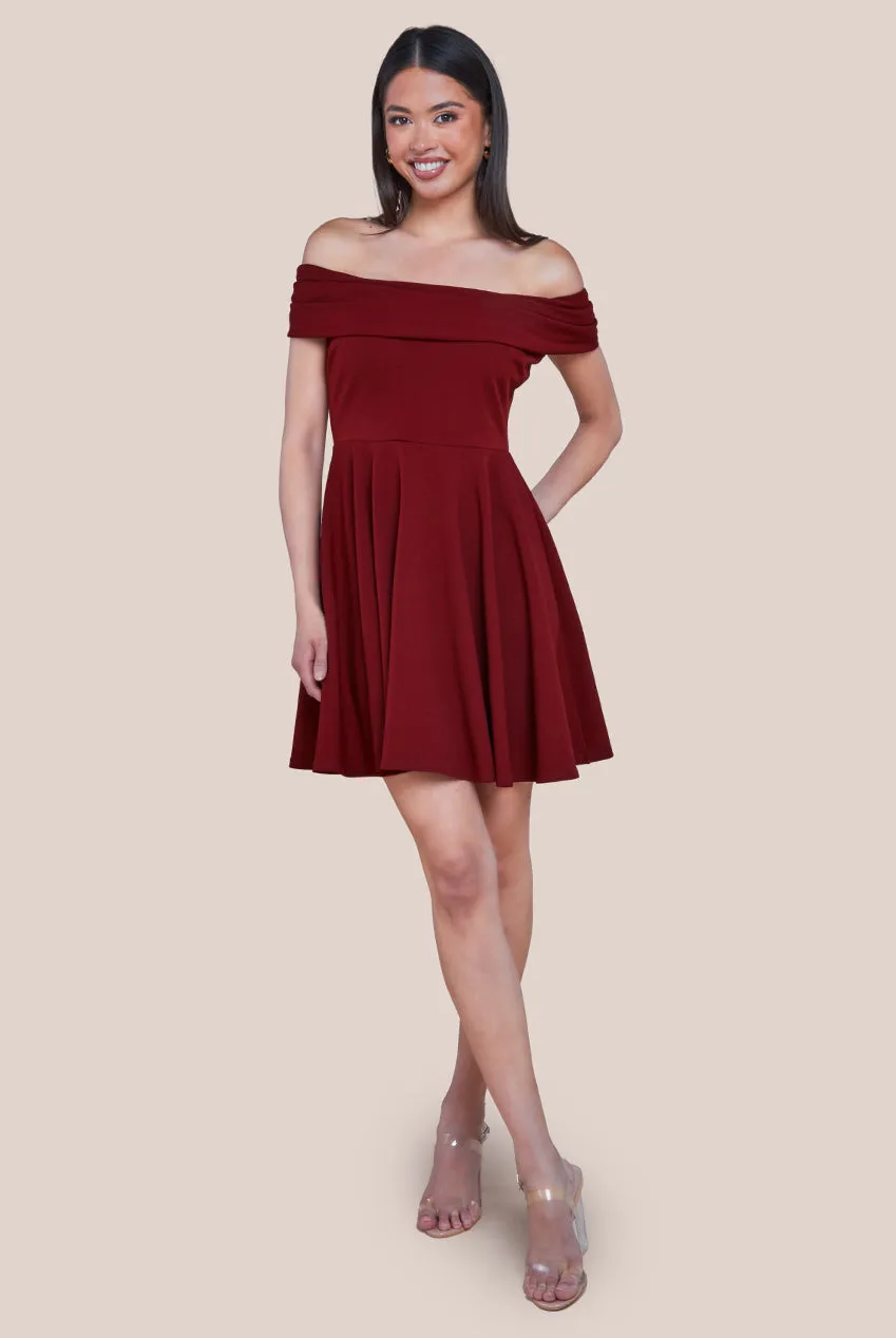 Bardot Scuba Crepe Skater Mini Dress - Red by Goddiva sold by Goddiva