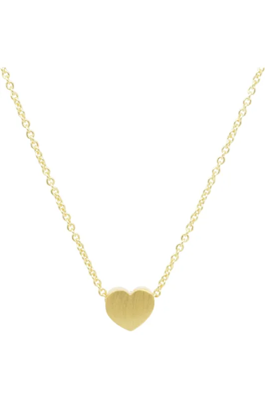 White Leaf Small Heart Necklace Matt Gold sold by Goddiva