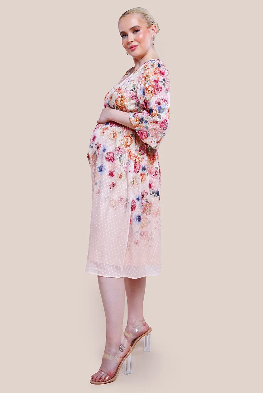 Maternity Ombre Floral Printed Wrap Midi Dress - Ivory by Goddiva sold by Goddiva product image thumbnail 2