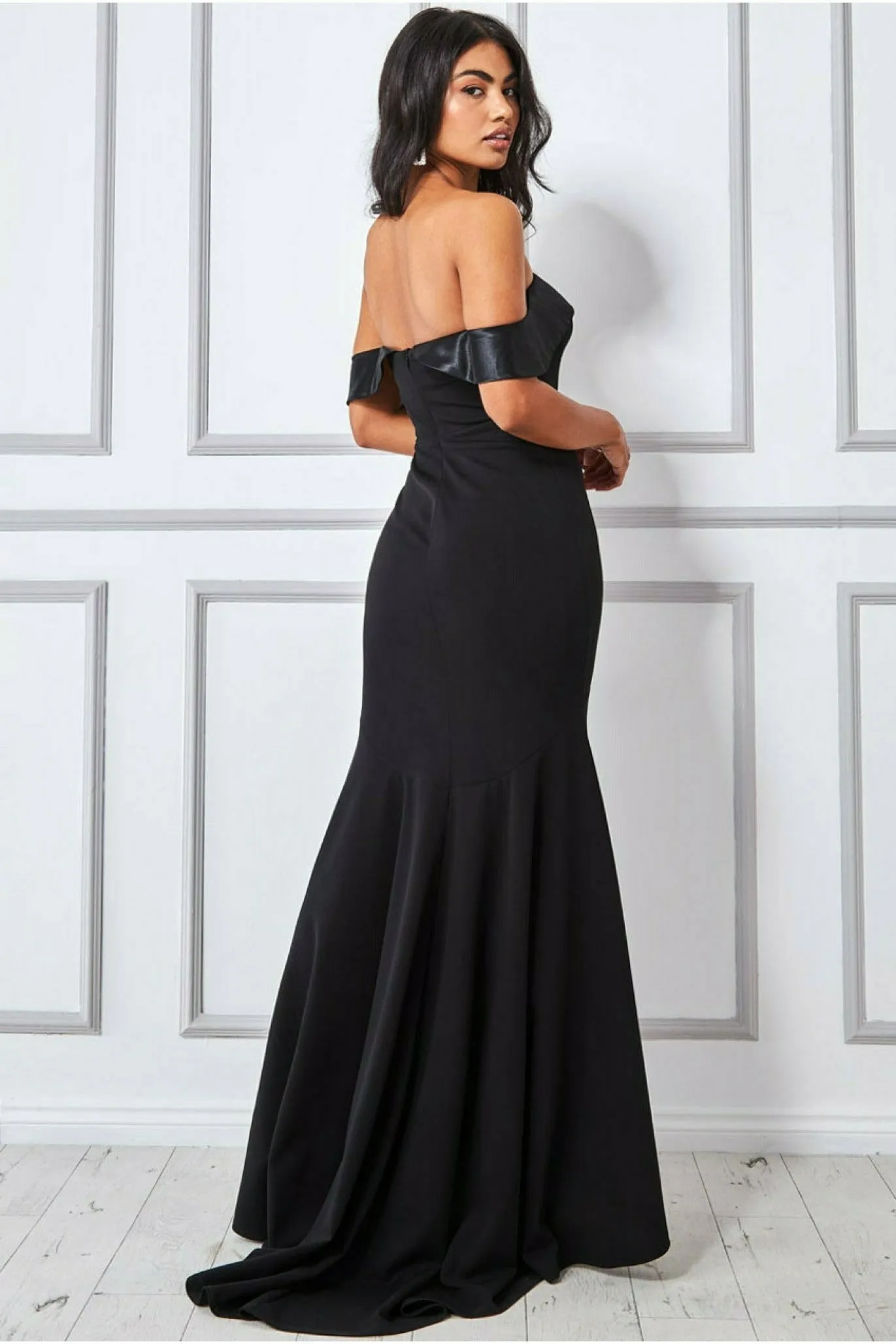 Goddiva Satin Band Bandeau Maxi Dress - Black sold by Goddiva product image thumbnail 2