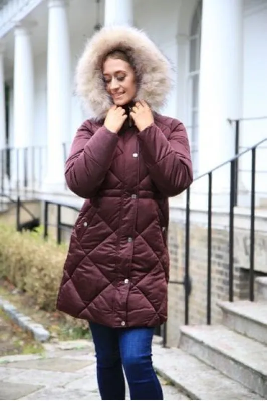 Lux Satin Long Puffer Coat by Double Second sold by Goddiva