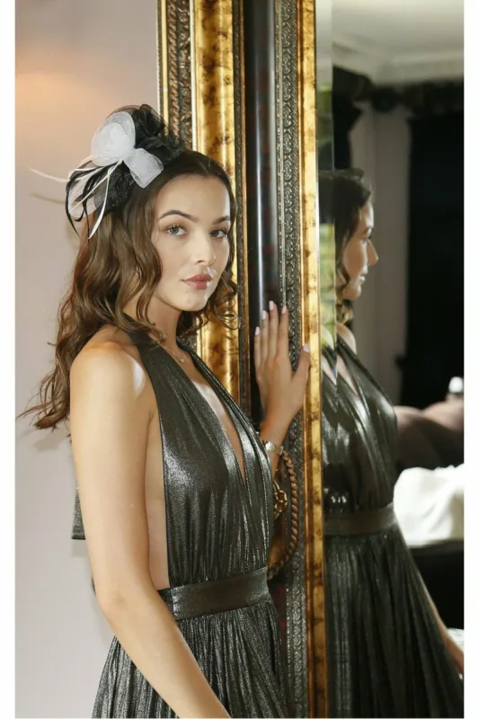 Ruby Rocks Sancha Facinator - Black/white sold by Goddiva