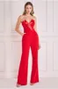 Satin Collar Scuba Jumpsuit - Red by Goddiva sold by Goddiva