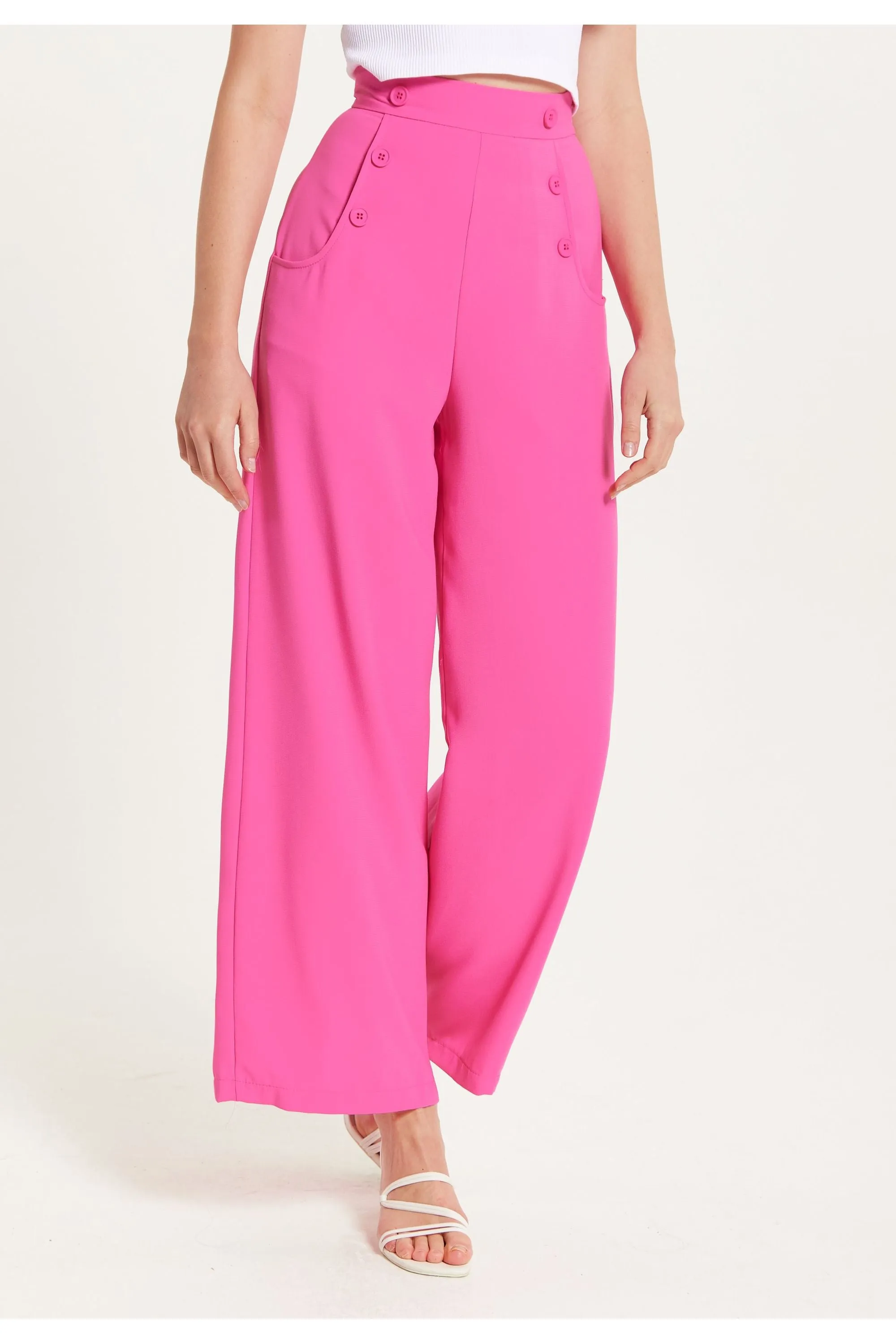 Pink Wide Leg Trousers by Liquorish sold by Goddiva product image thumbnail 3