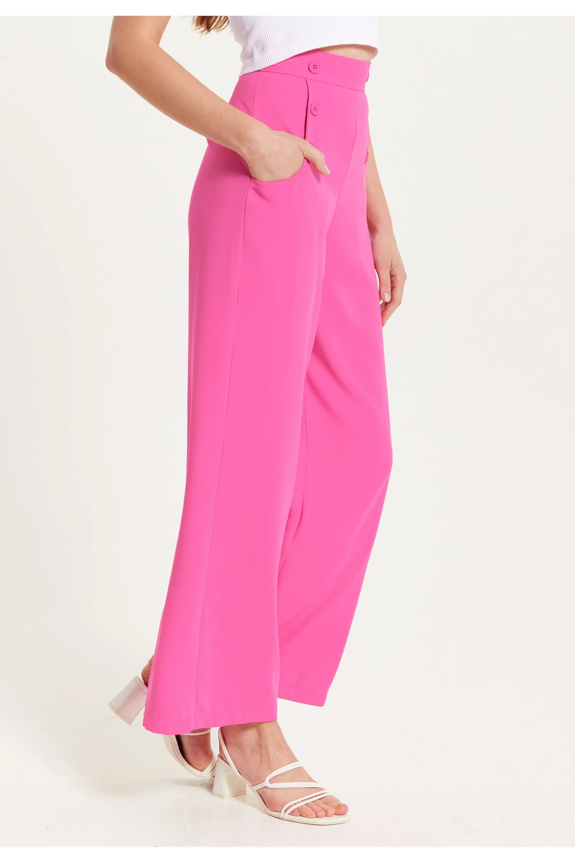 Pink Wide Leg Trousers by Liquorish sold by Goddiva product image thumbnail 4