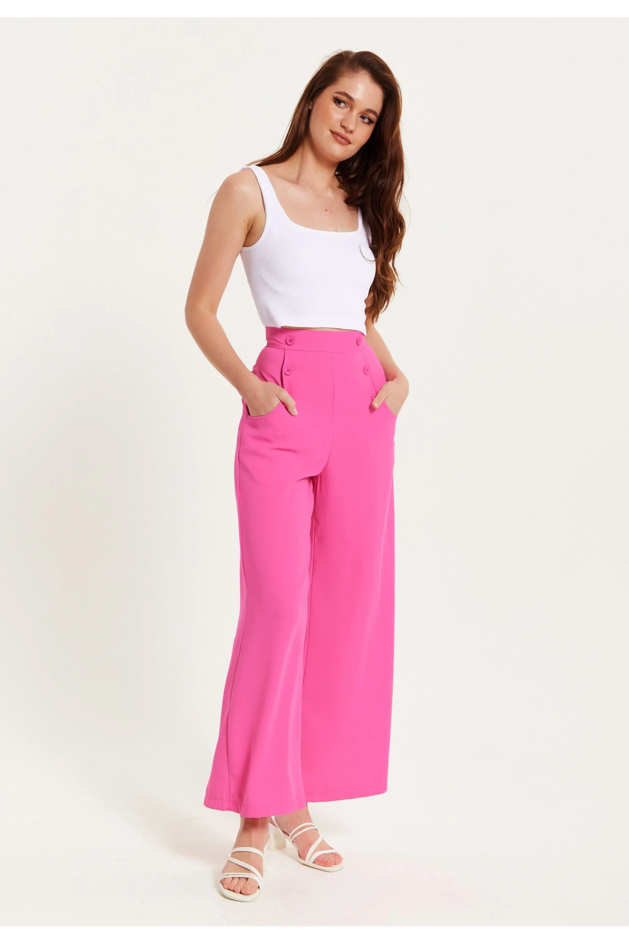 Pink Wide Leg Trousers by Liquorish sold by Goddiva product image thumbnail 2