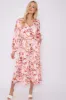 Pink Floral Printed V Neck Midi Dress by LOVE SUNSHINE sold by Goddiva